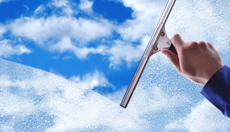Traditional window cleaning on a home